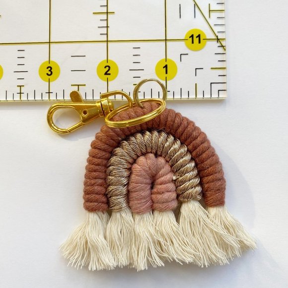 Macrame Rainbow Keychain, Macrame Bag Charm, Purse Charm,Boho Bridal Decor - Picture 3 of 4